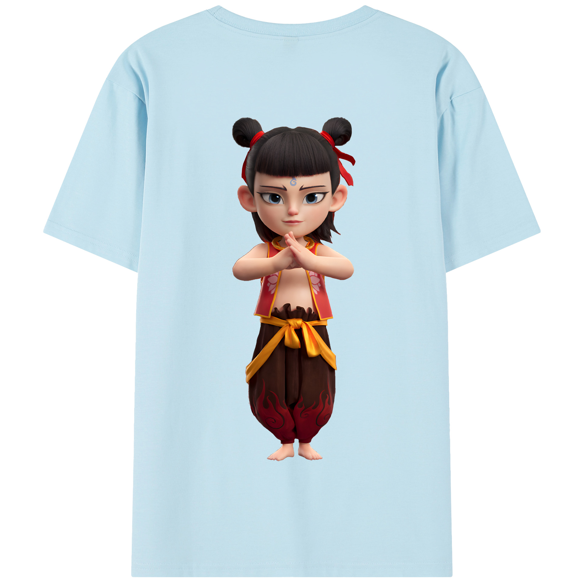 （画像用） Ne Zha 2 ナタ 魔童の大暴れ 綿100％半袖Tシャツ（背面プリント）